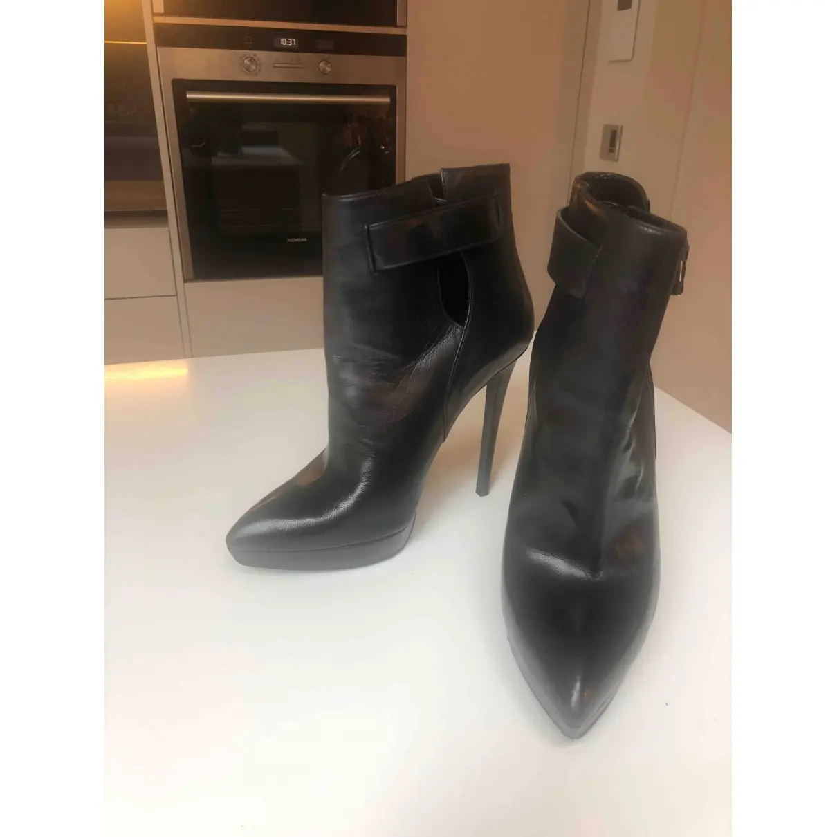 Patrizia Pepe Leather buckled boots for sale