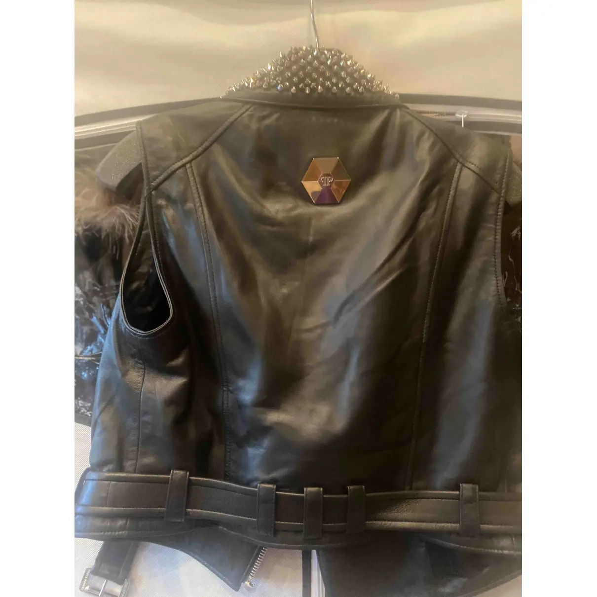 Buy Philipp Plein Leather biker jacket online