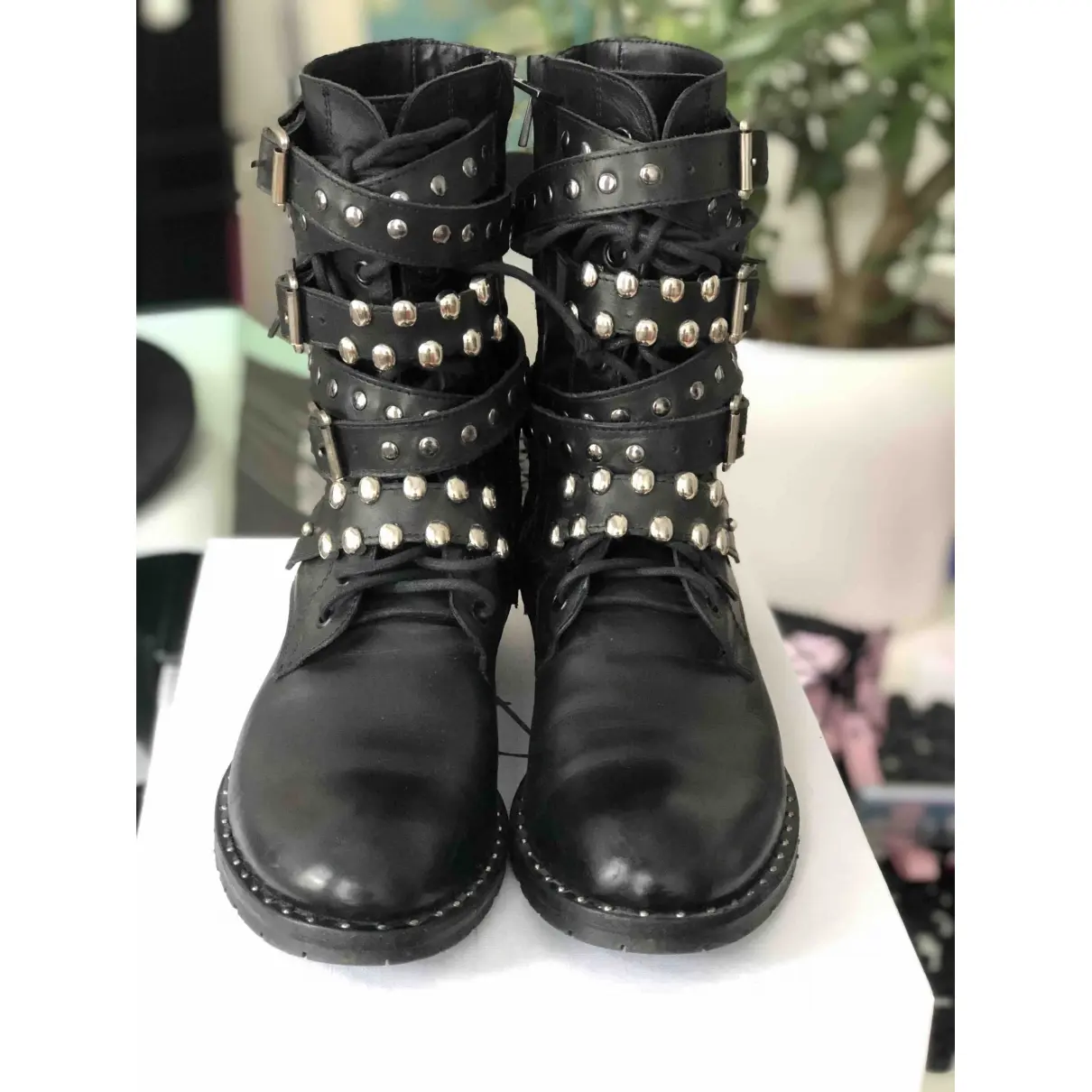 Pinko Leather biker boots for sale