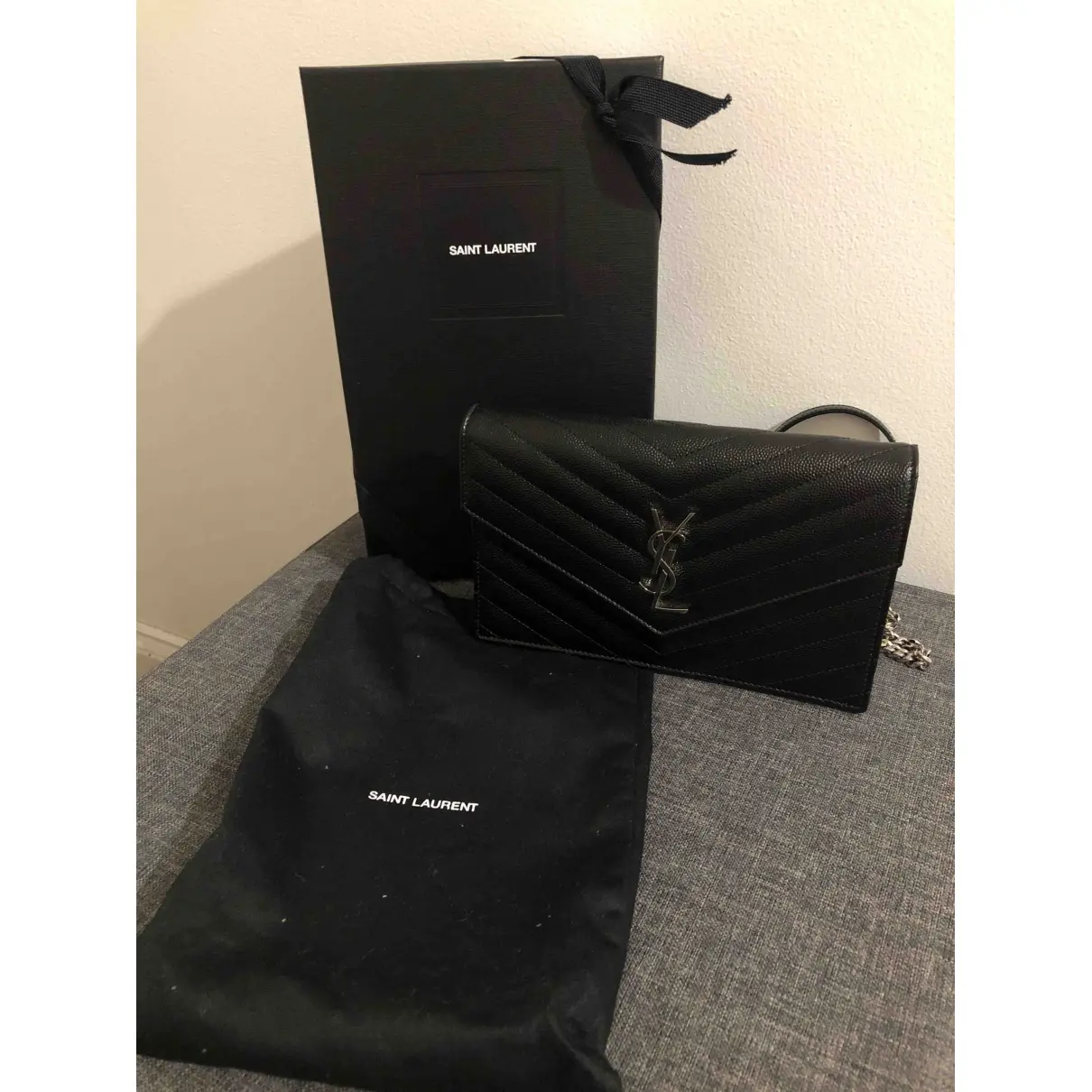 Buy Saint Laurent Portefeuille enveloppe leather crossbody bag online
