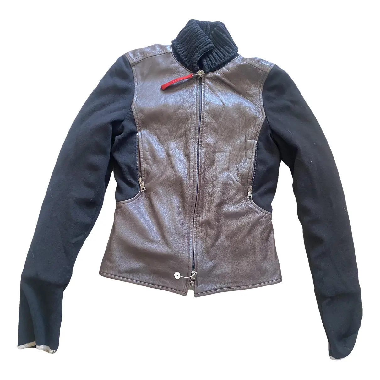 Leather biker jacket Prada