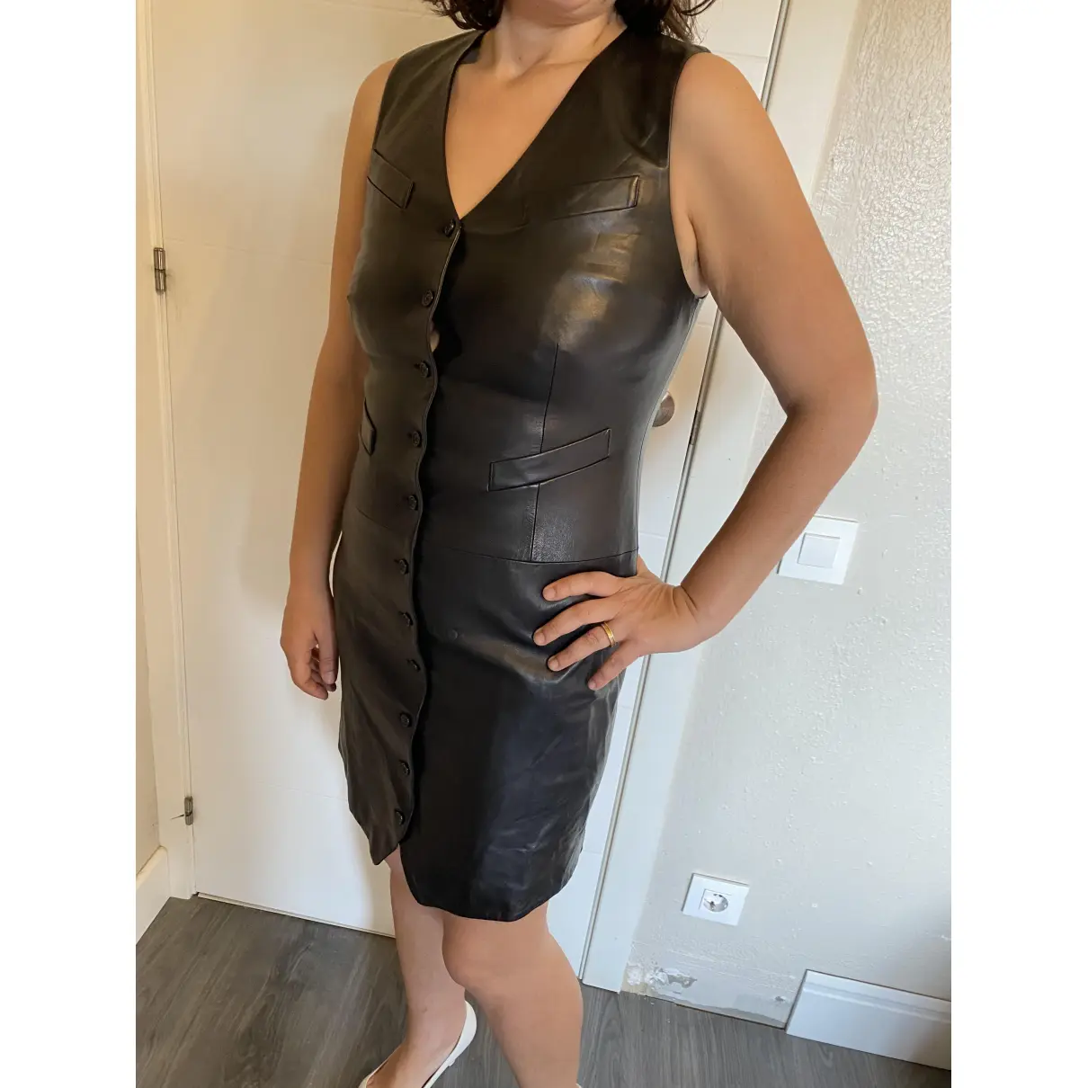 Leather mid-length dress Ralph Lauren