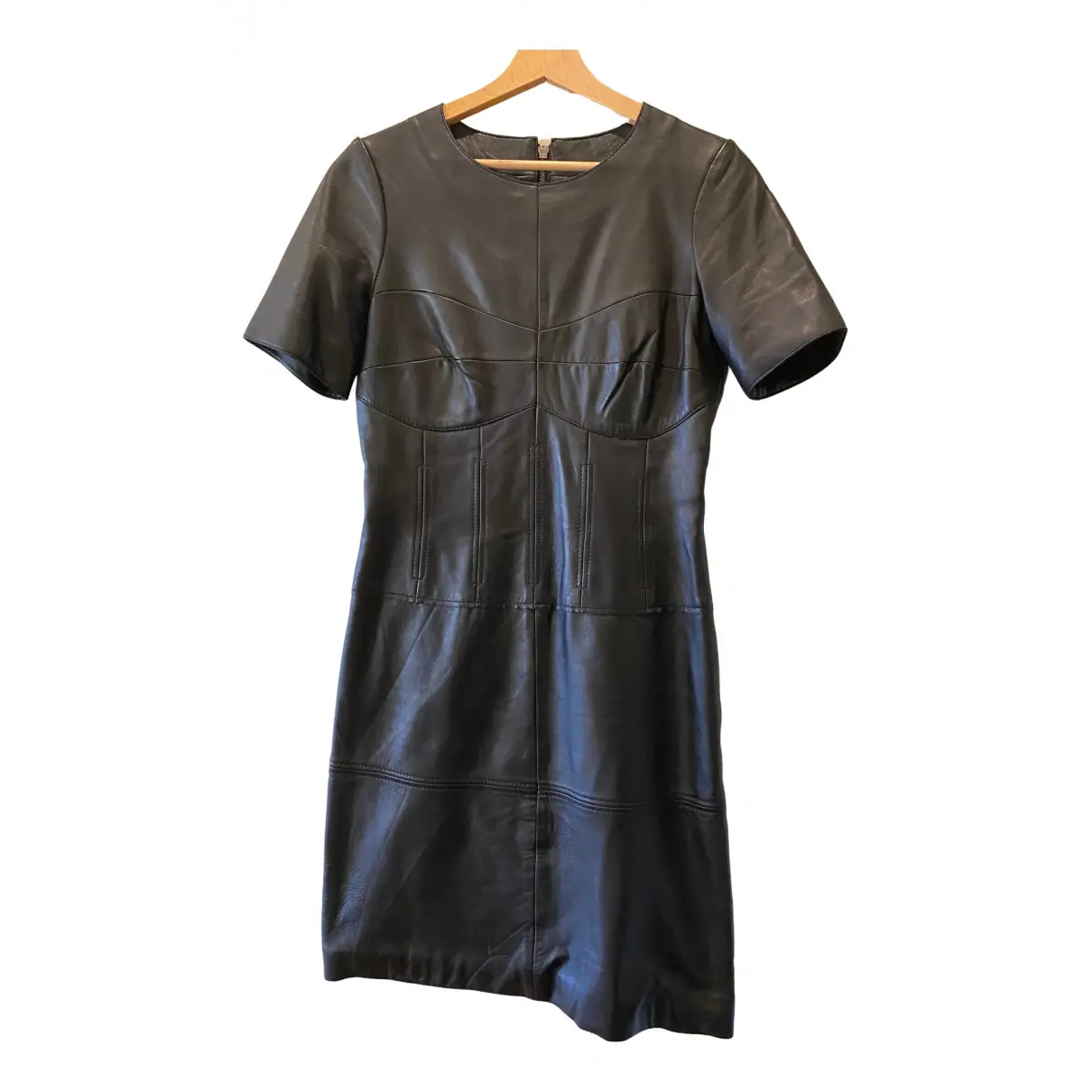 Leather mid-length dress Reiss