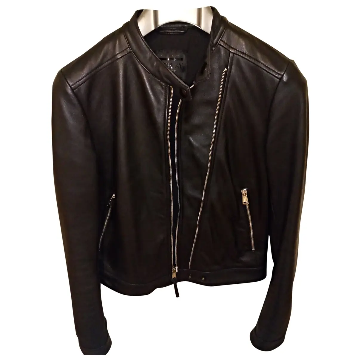 Leather biker jacket Replay