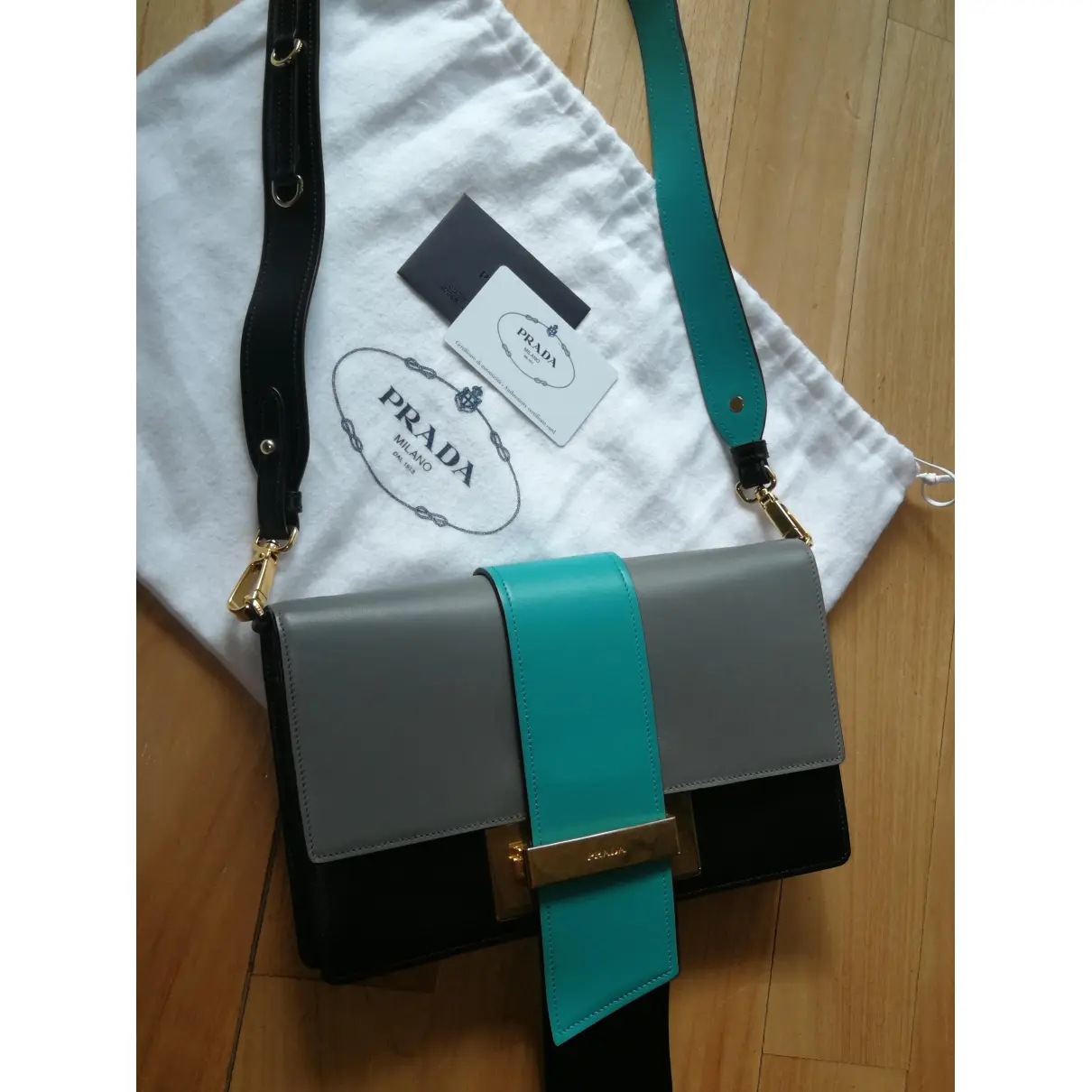 Ribbon leather crossbody bag Prada