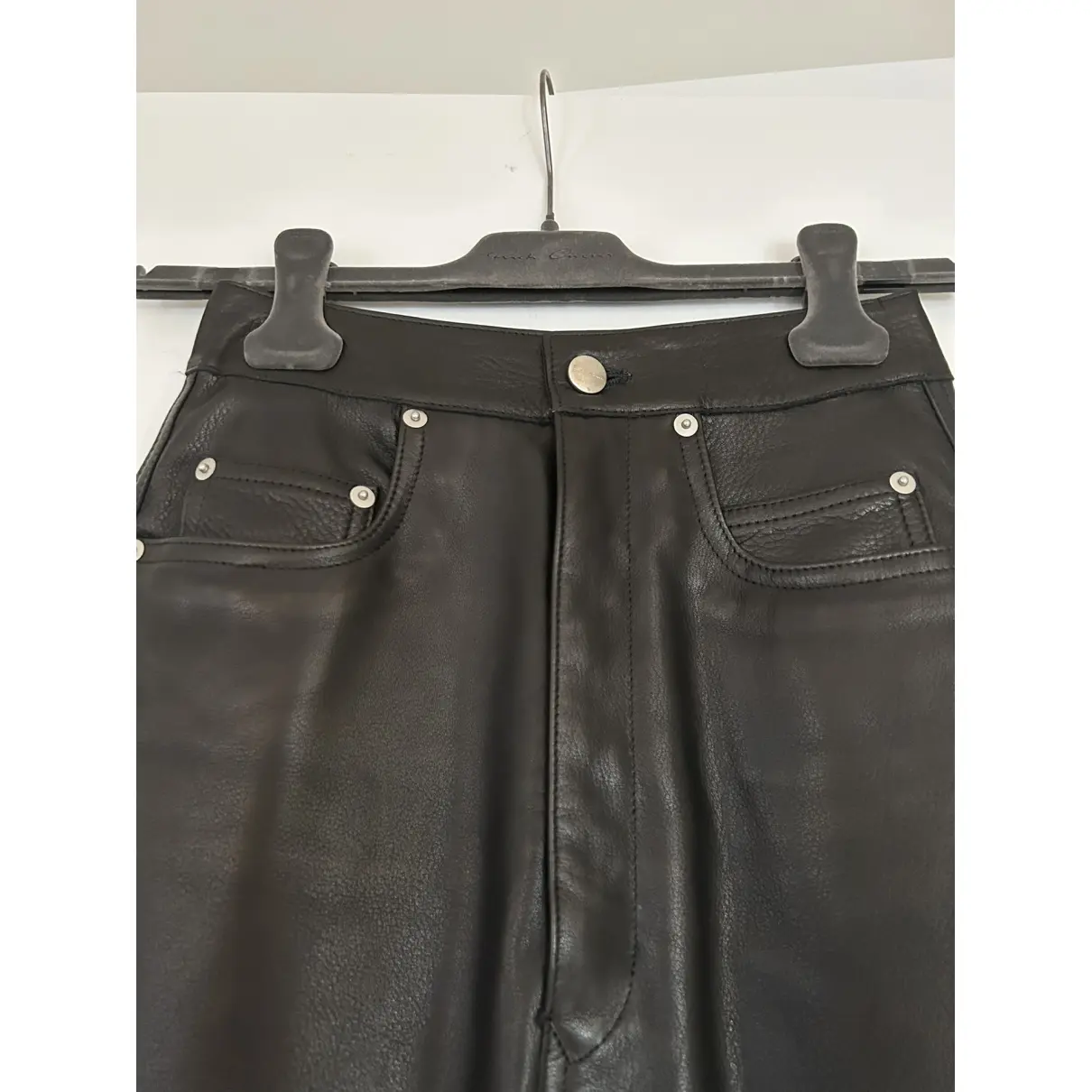 Buy Rick Owens Leather mid-length skirt online