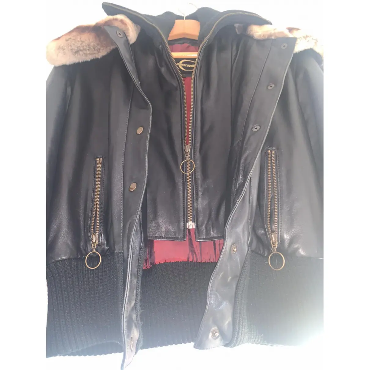 Leather biker jacket Roberto Cavalli