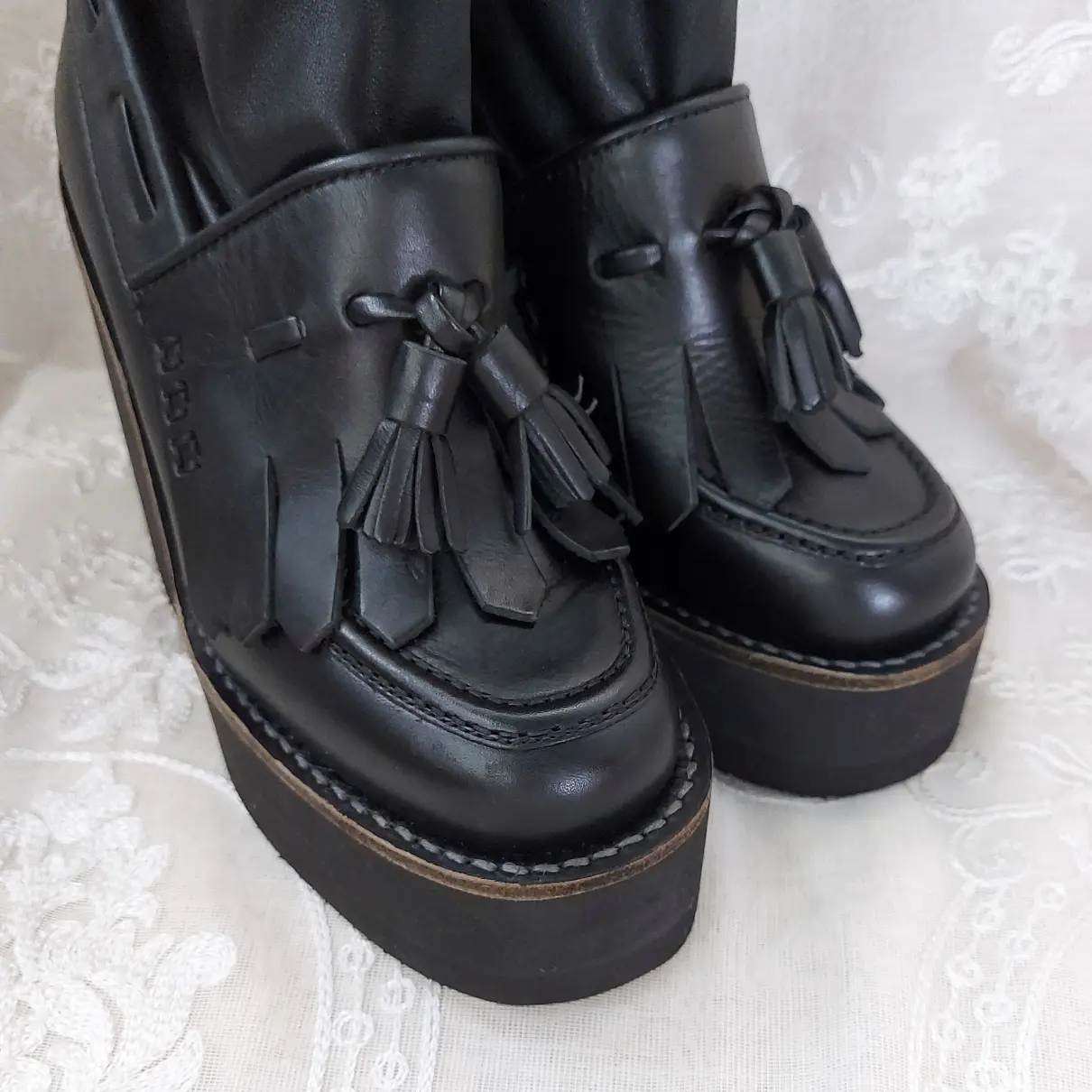 Leather mocassin boots Sacai