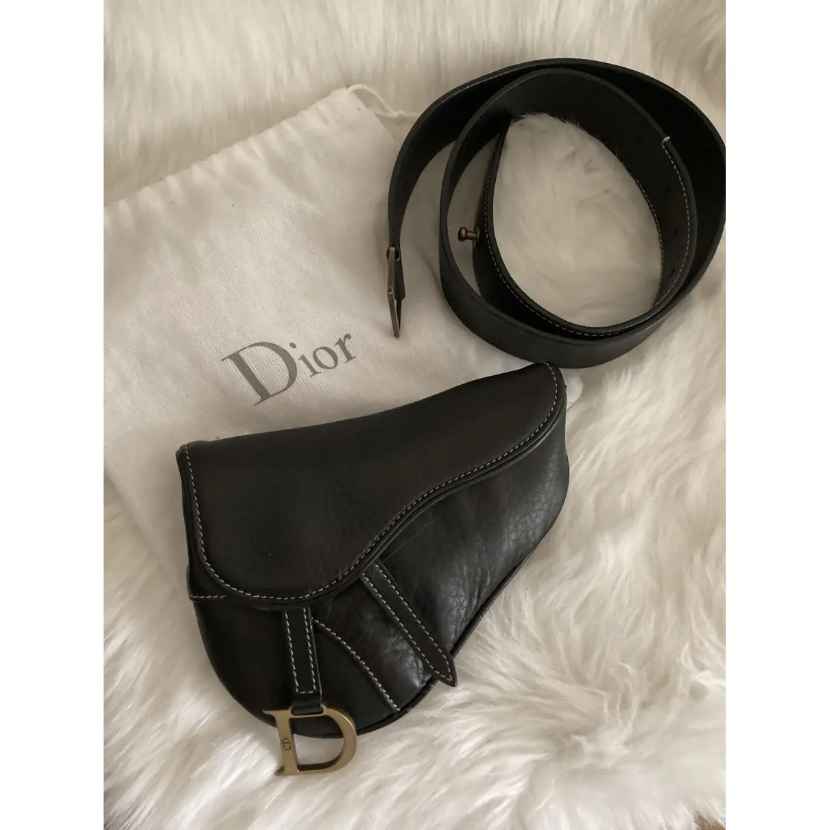 Saddle leather clutch bag Dior - Vintage