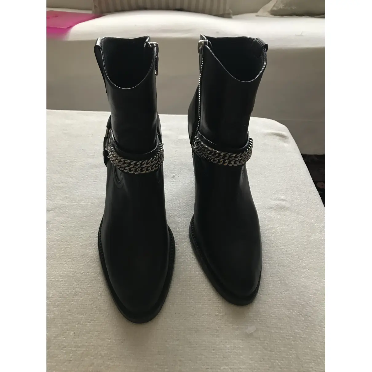 Saint Laurent Leather buckled boots for sale