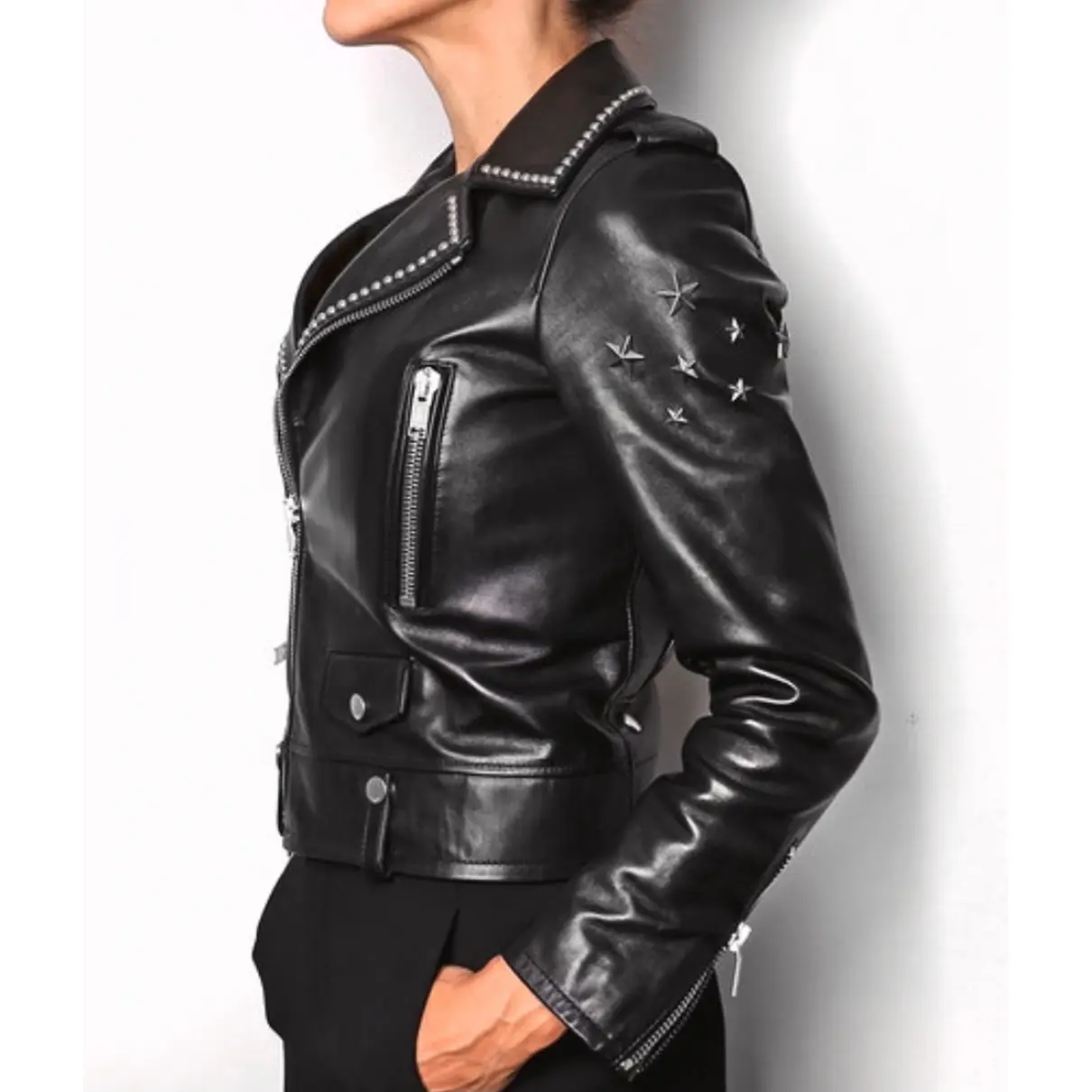 Leather biker jacket Saint Laurent