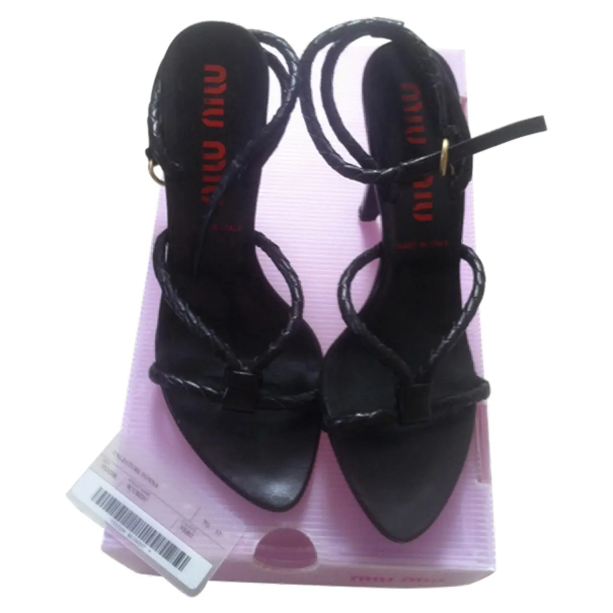 Black Leather Sandals Miu Miu