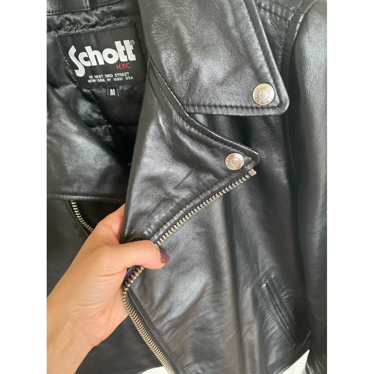 Leather biker jacket Schott