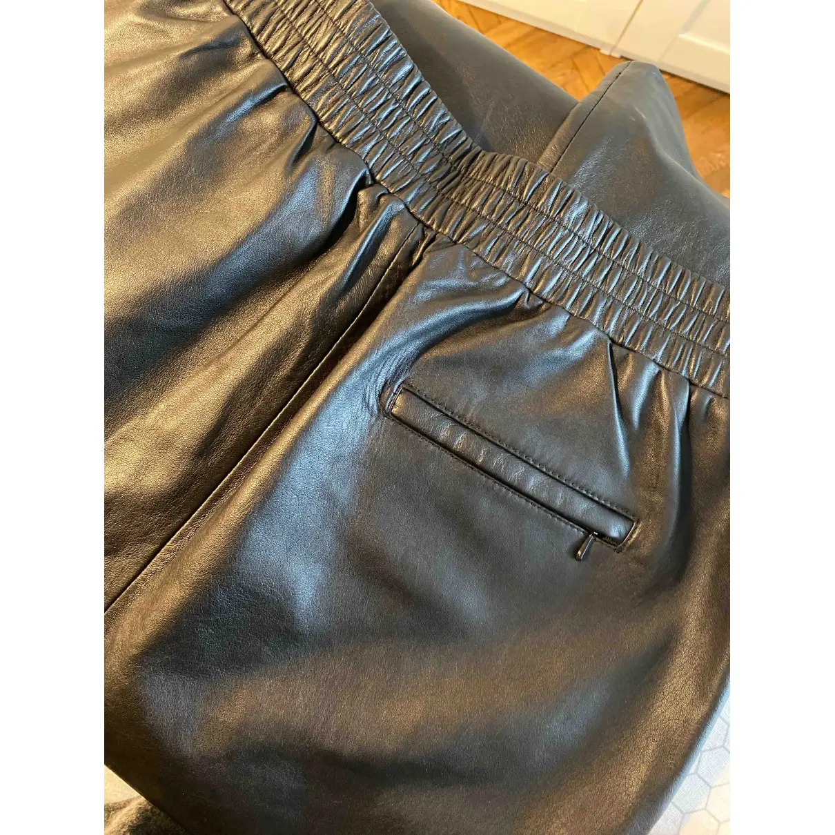 Leather straight pants STEFANEL