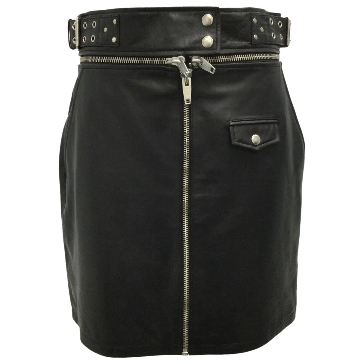 Leather mid-length skirt The Kooples