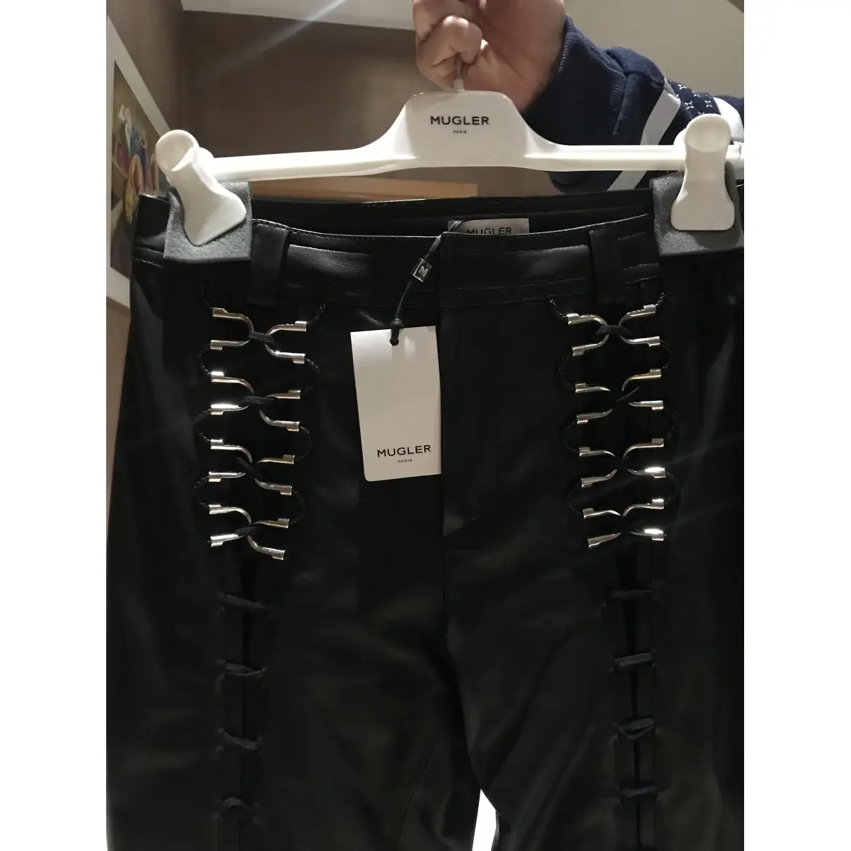 Thierry Mugler Leather slim pants for sale