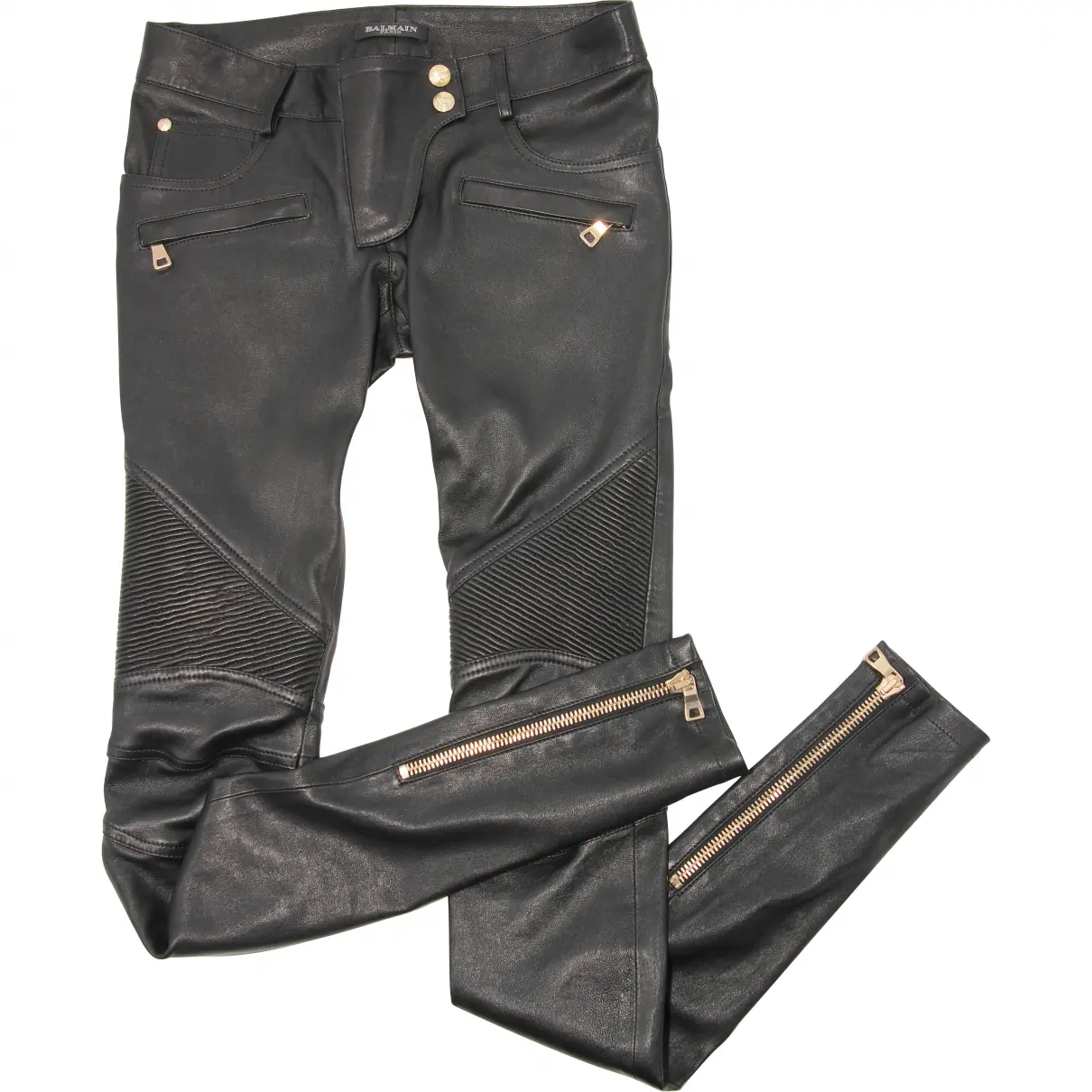 Black Leather Trousers Balmain