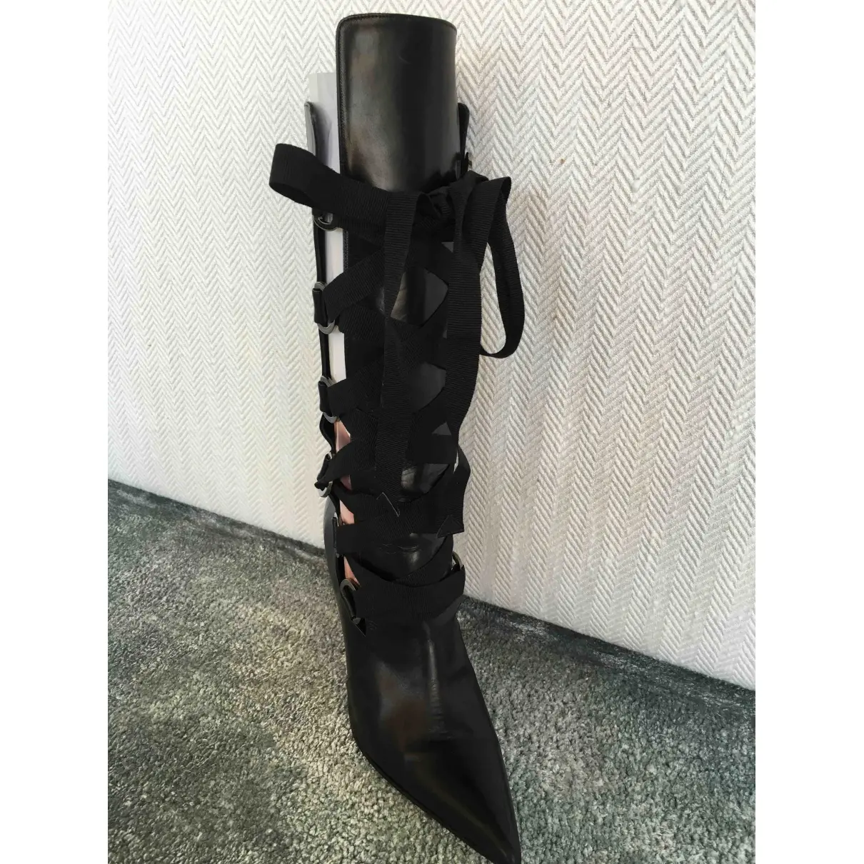 Versace Leather boots with laces for sale