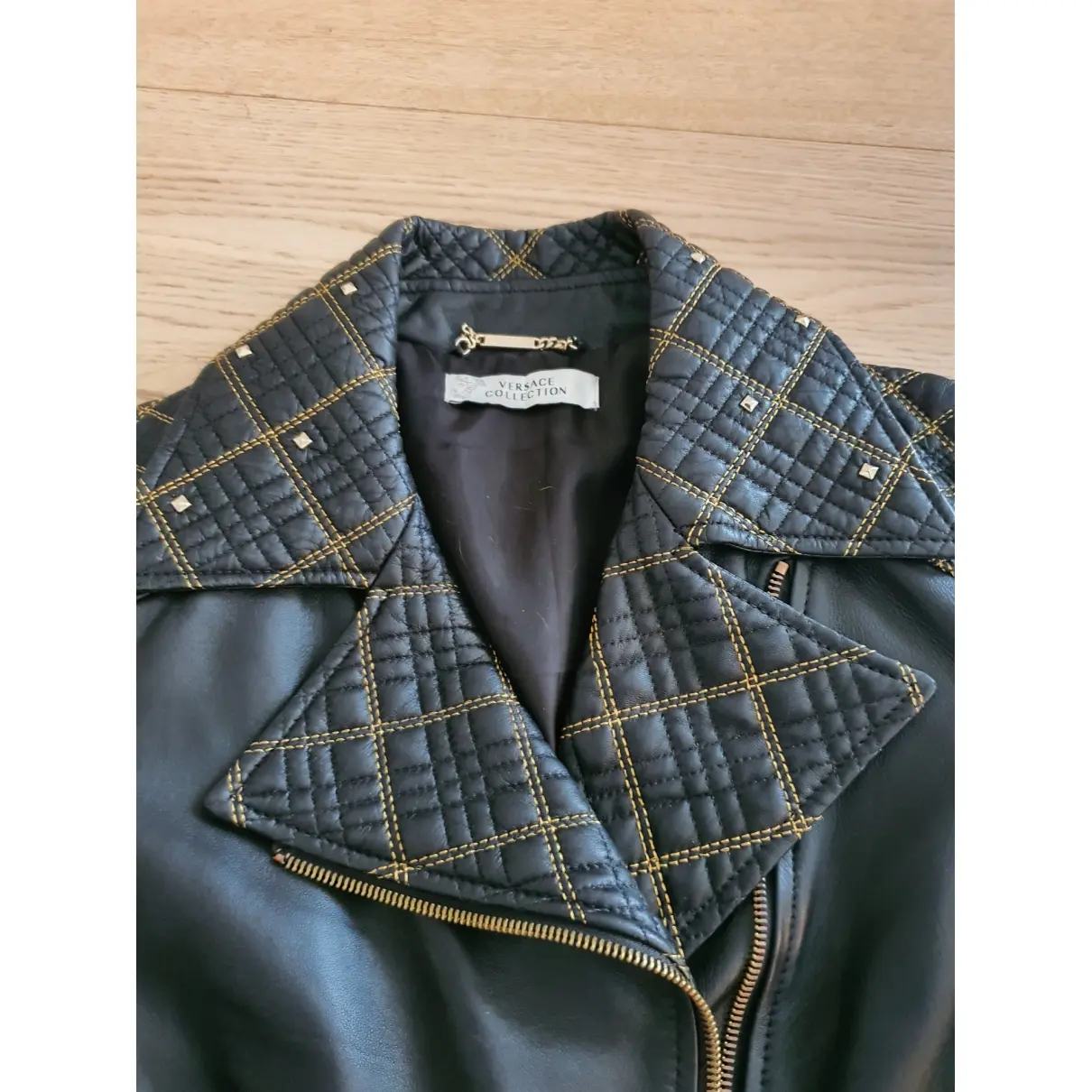Leather biker jacket Versace