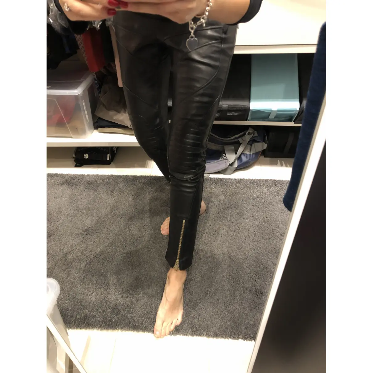 Leather slim pants Versace