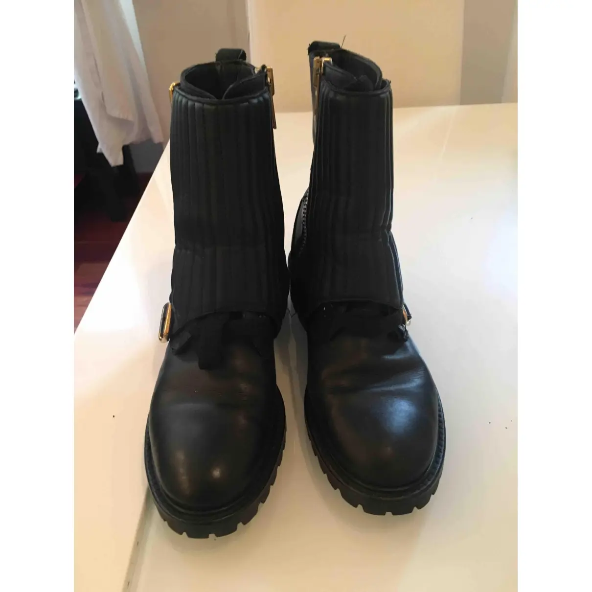 Via Roma xv Leather biker boots for sale