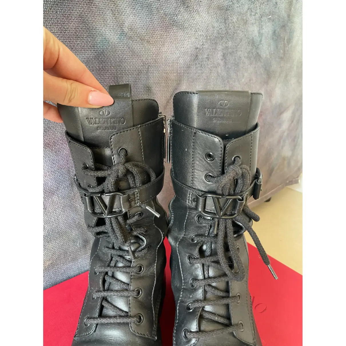 Buy Valentino Garavani VLogo leather buckled boots online