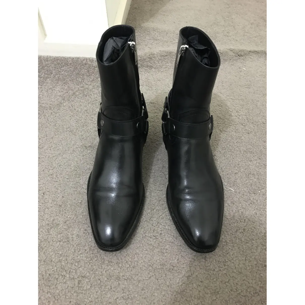 Buy Saint Laurent Wyatt leather boots online
