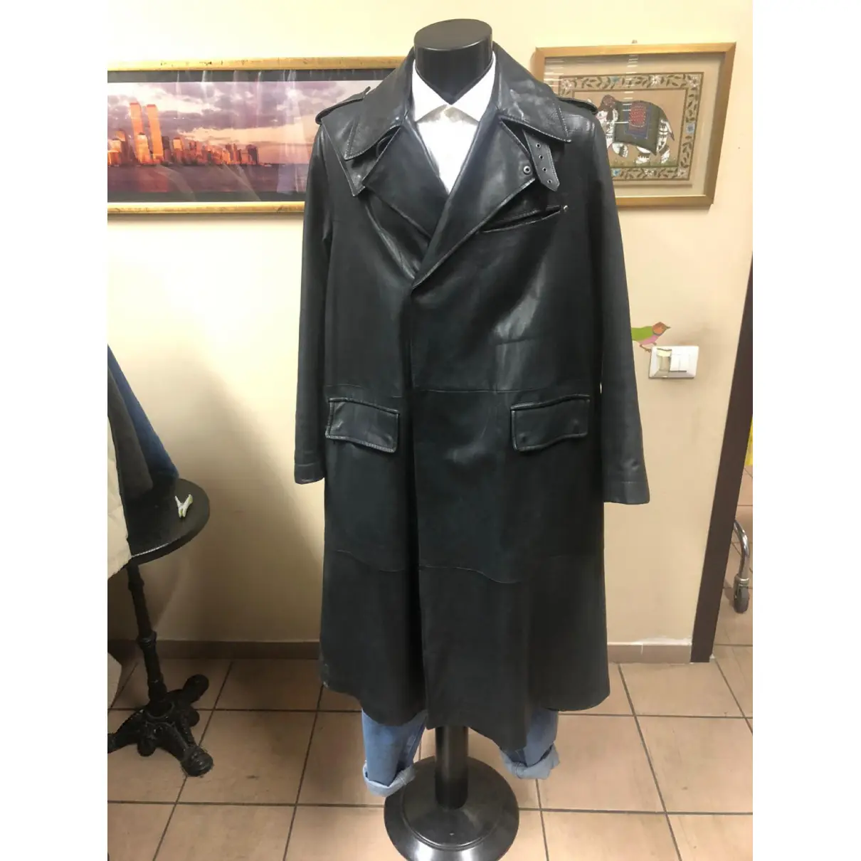Leather coat Yves Saint Laurent - Vintage