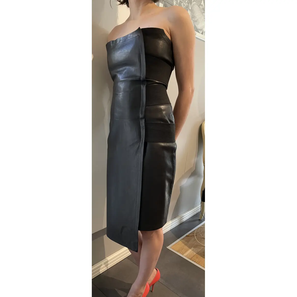 Leather mini dress Yves Saint Laurent - Vintage