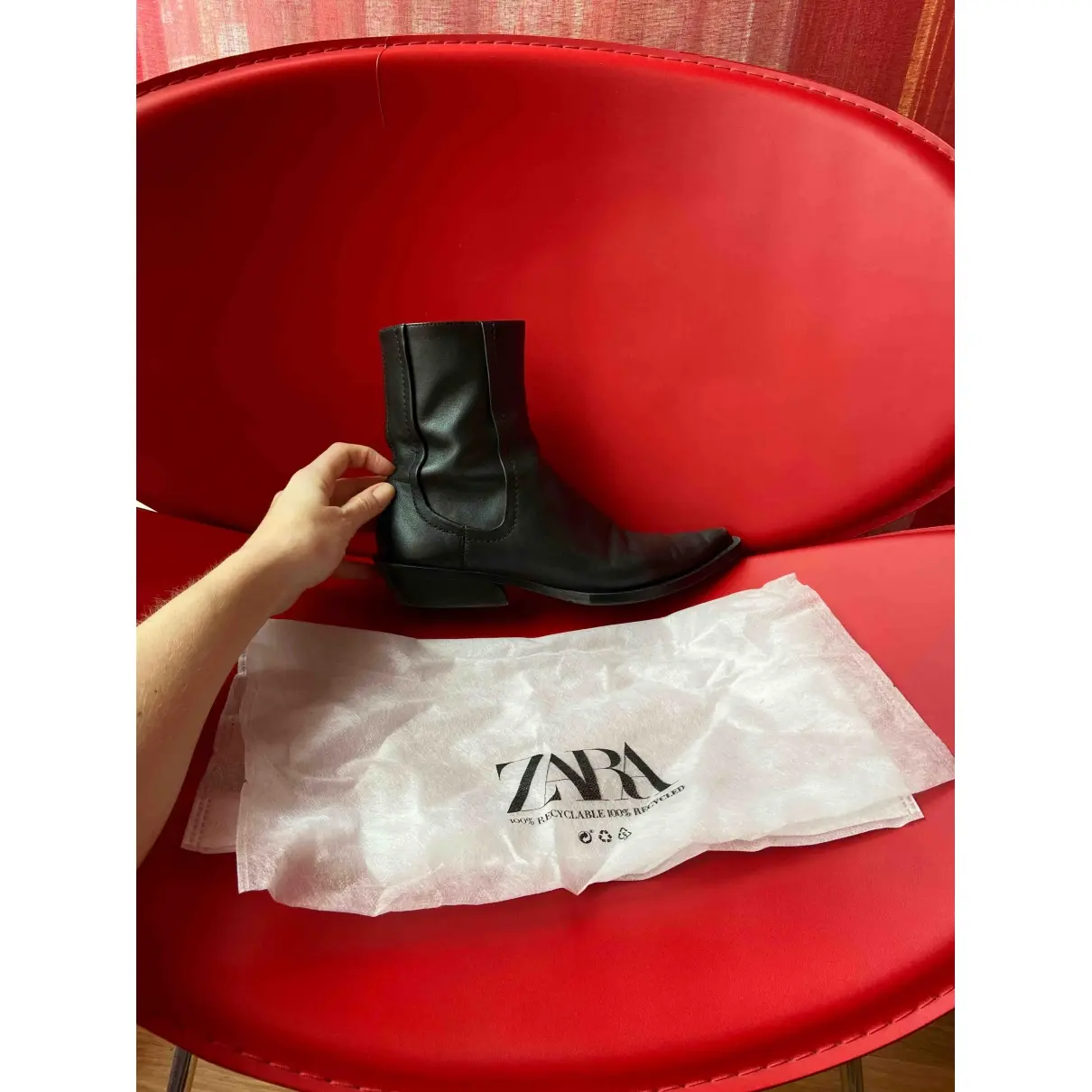 Zara Leather western boots for sale