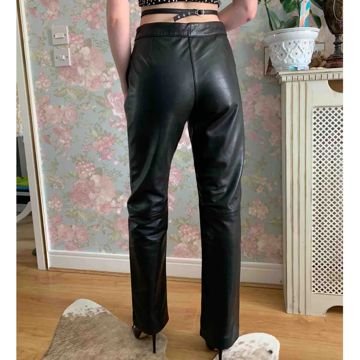 Leather straight pants Zara