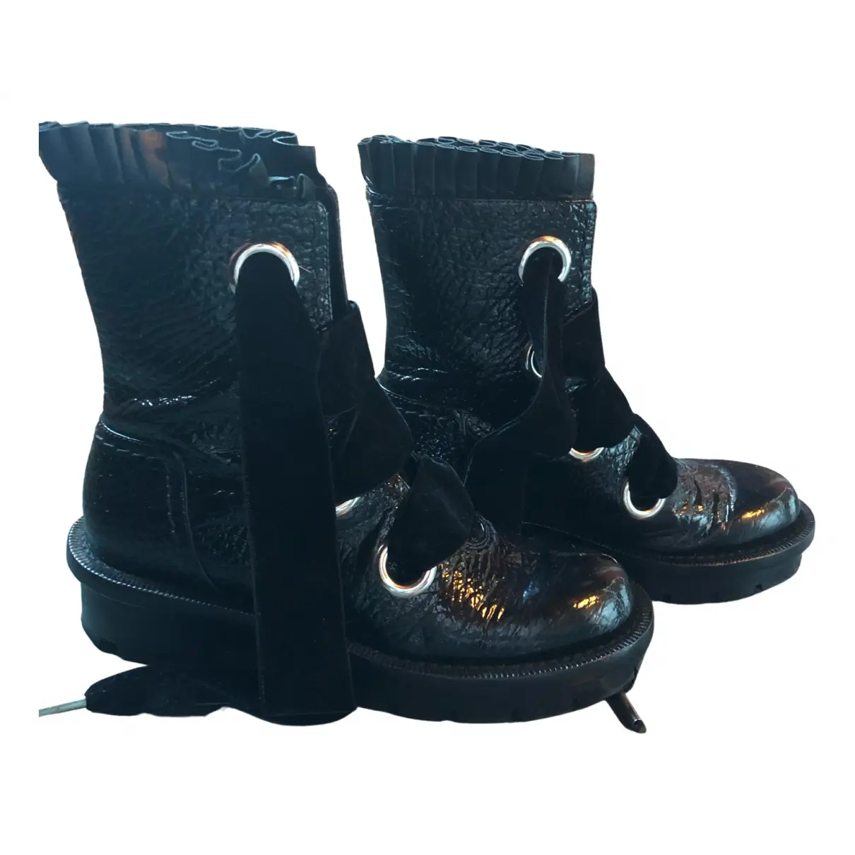 Patent leather lace up boots Alexander McQueen