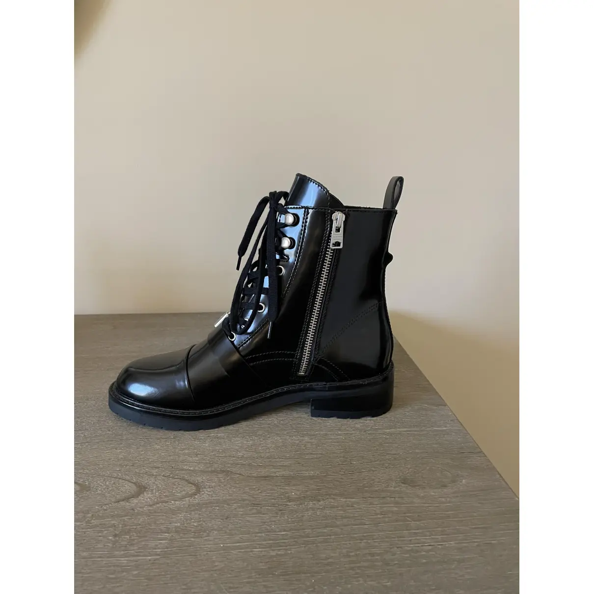 Patent leather lace up boots All Saints