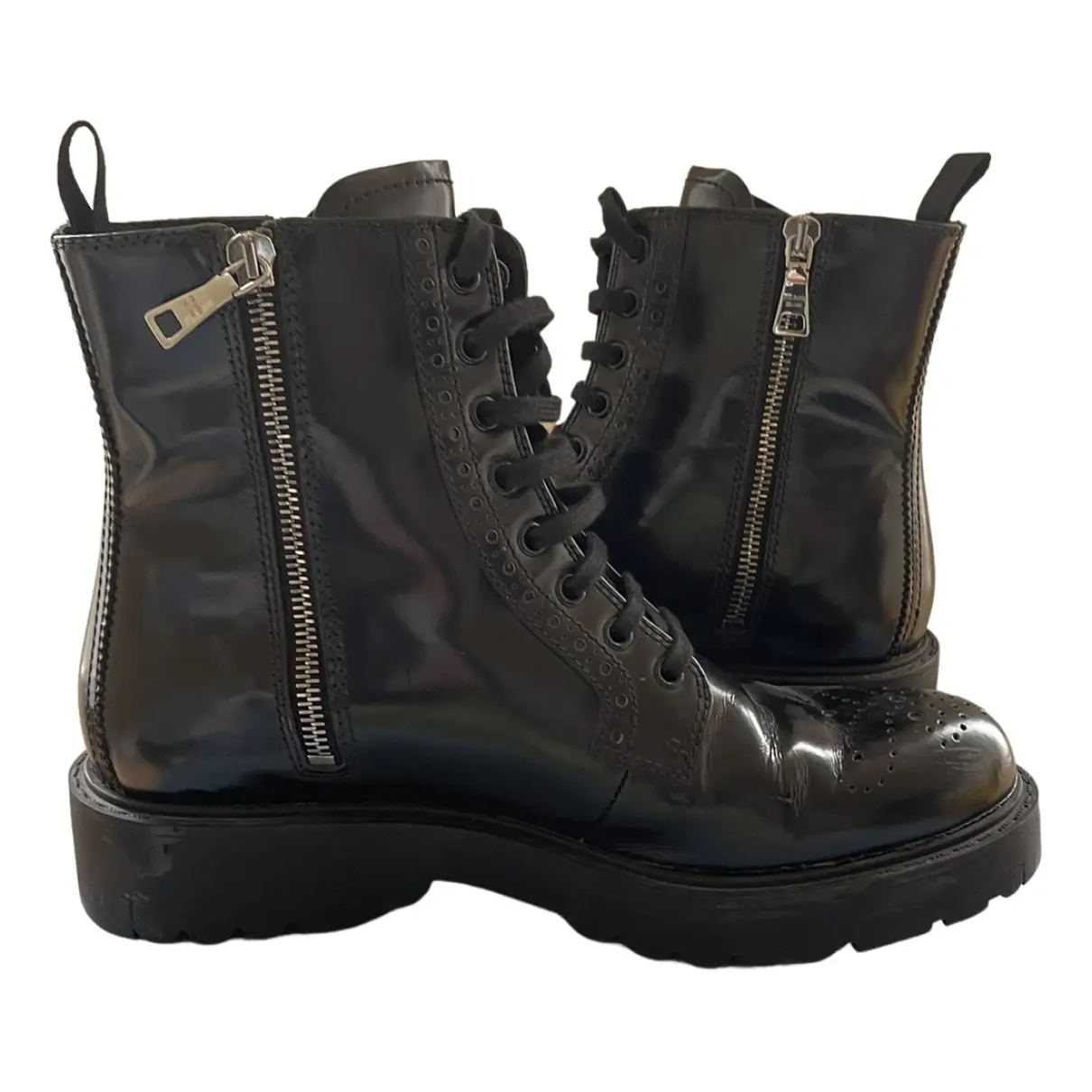 Block Combat patent leather boots
