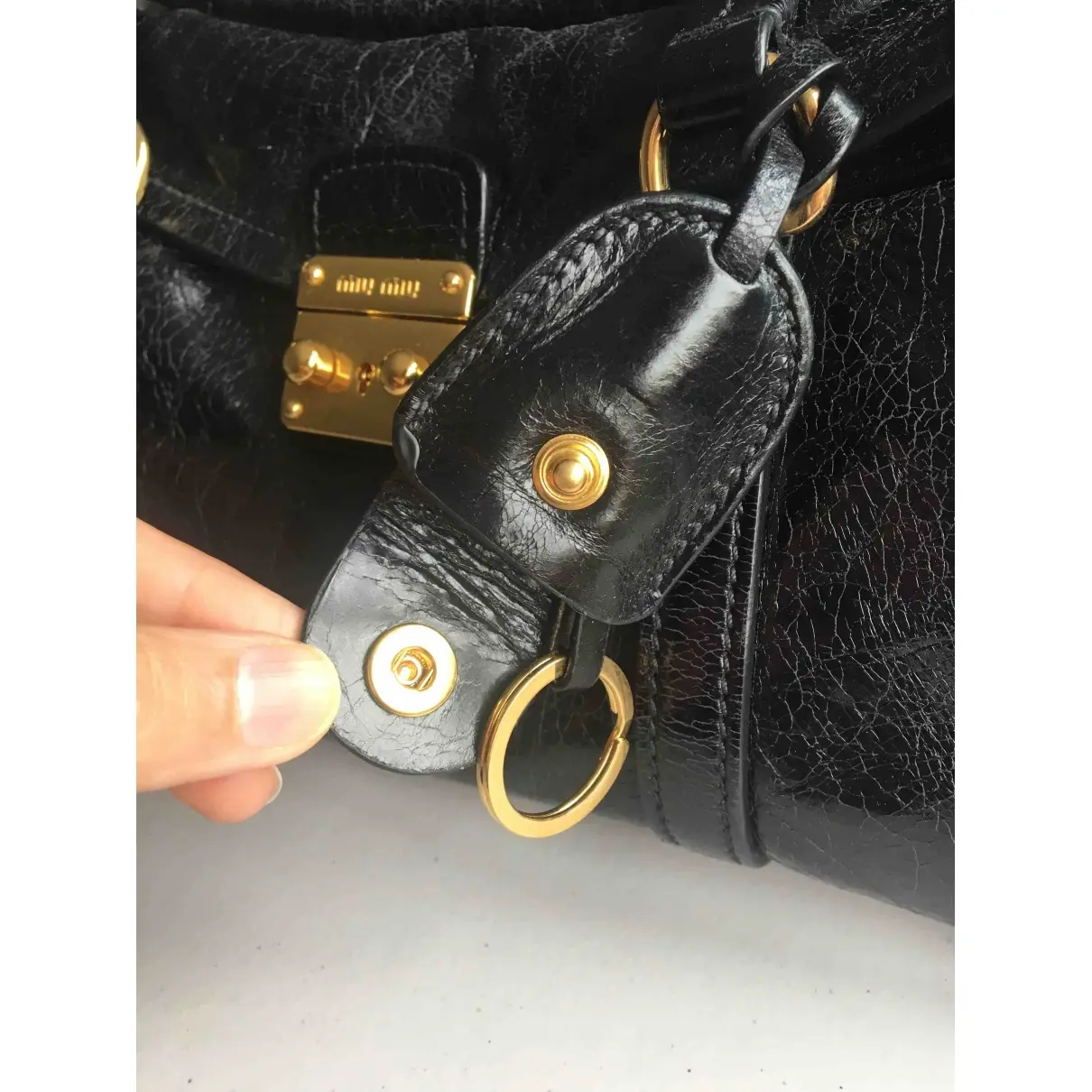Bow bag patent leather handbag Miu Miu