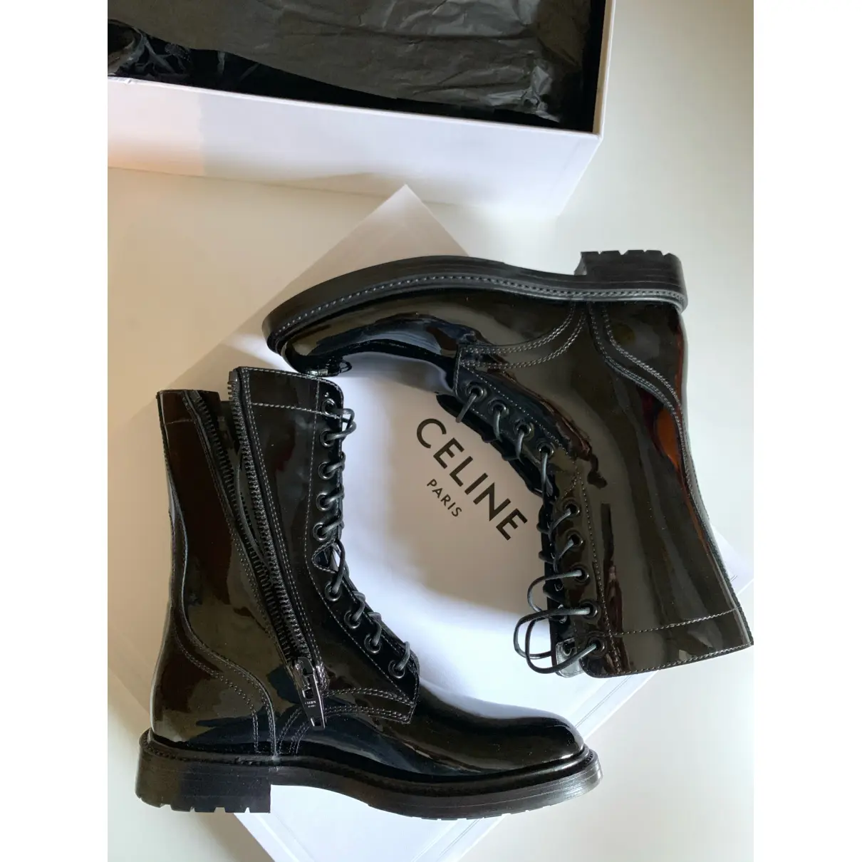 Patent leather ankle boots Celine