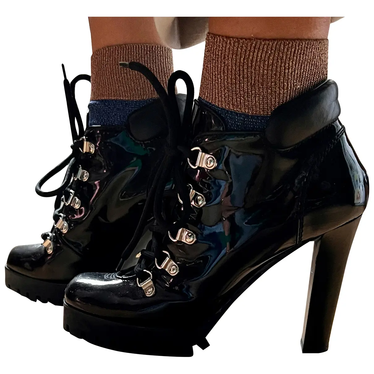 Patent leather lace up boots Dsquared2