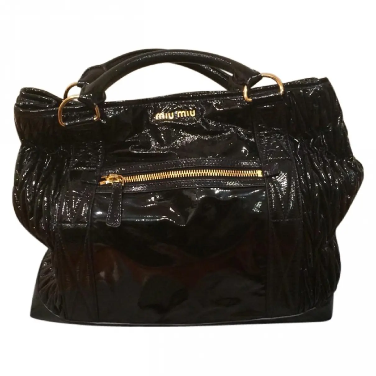 Black Patent leather Handbag Matelassé Miu Miu