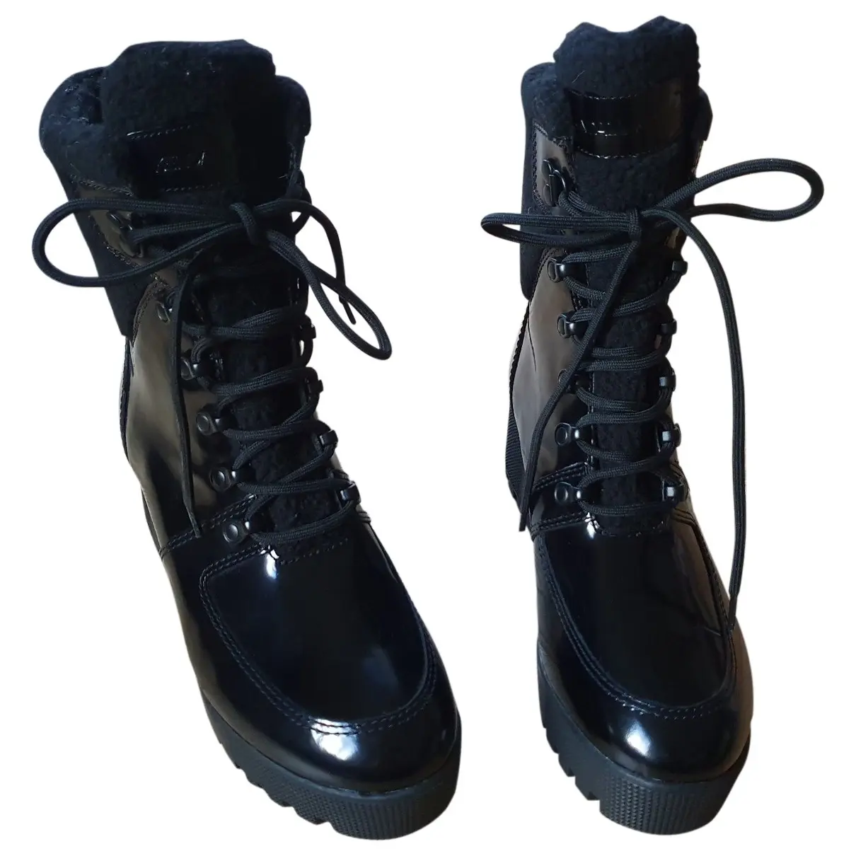 Kendall + Kylie Patent leather lace up boots for sale