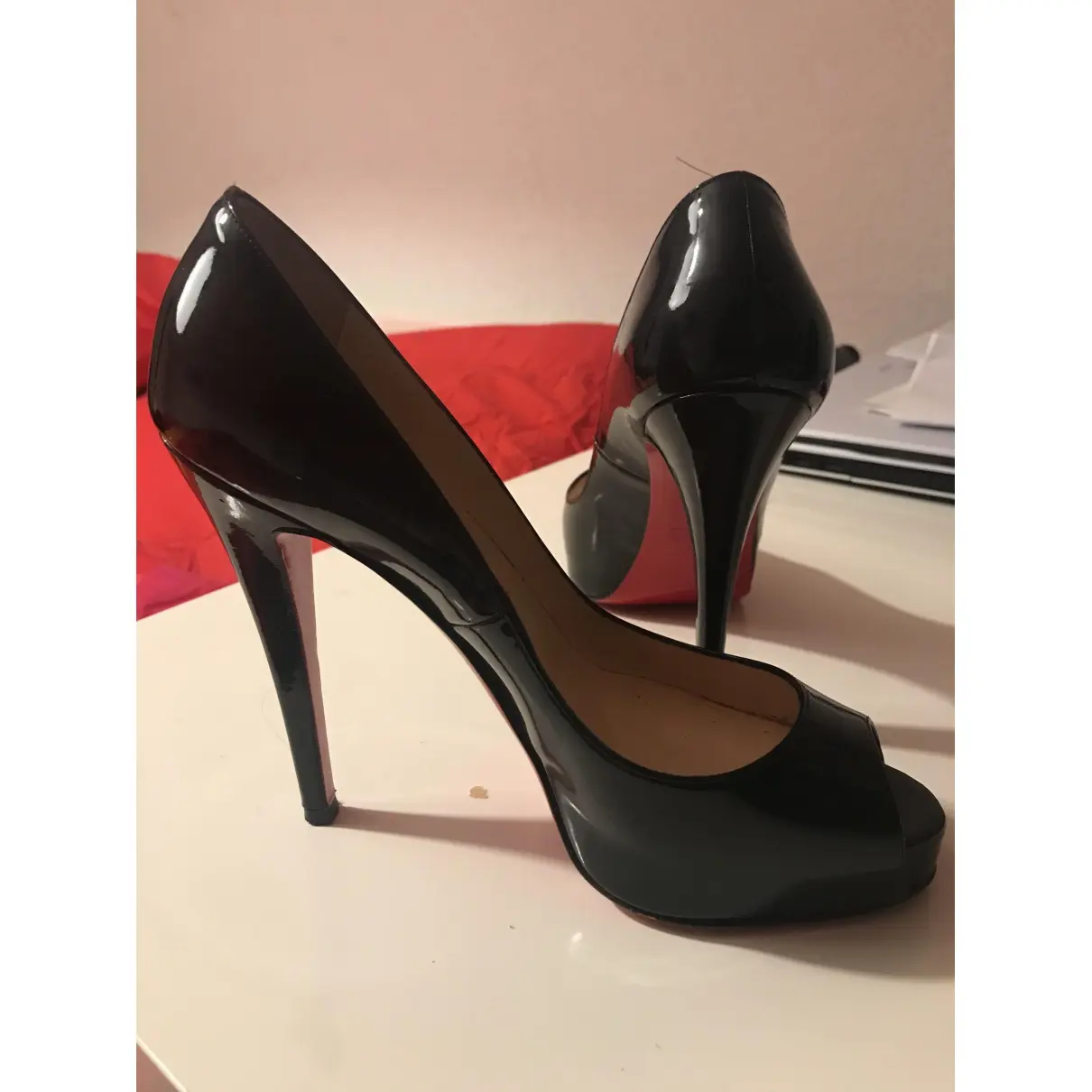 Christian Louboutin Lady Peep patent leather heels for sale