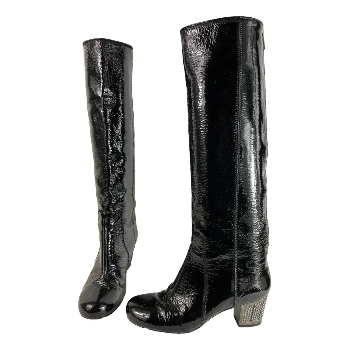 Patent leather riding boots