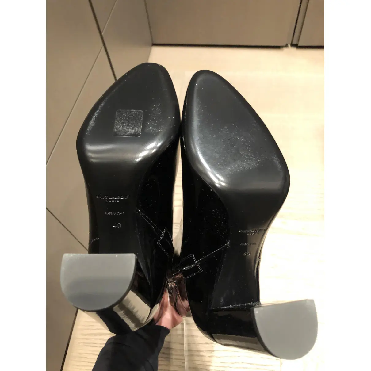 Lou patent leather ankle boots Saint Laurent
