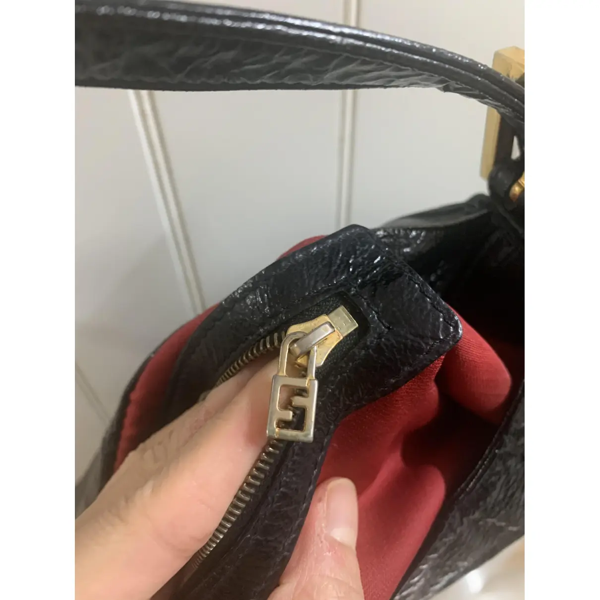 Mamma Baguette patent leather handbag Fendi