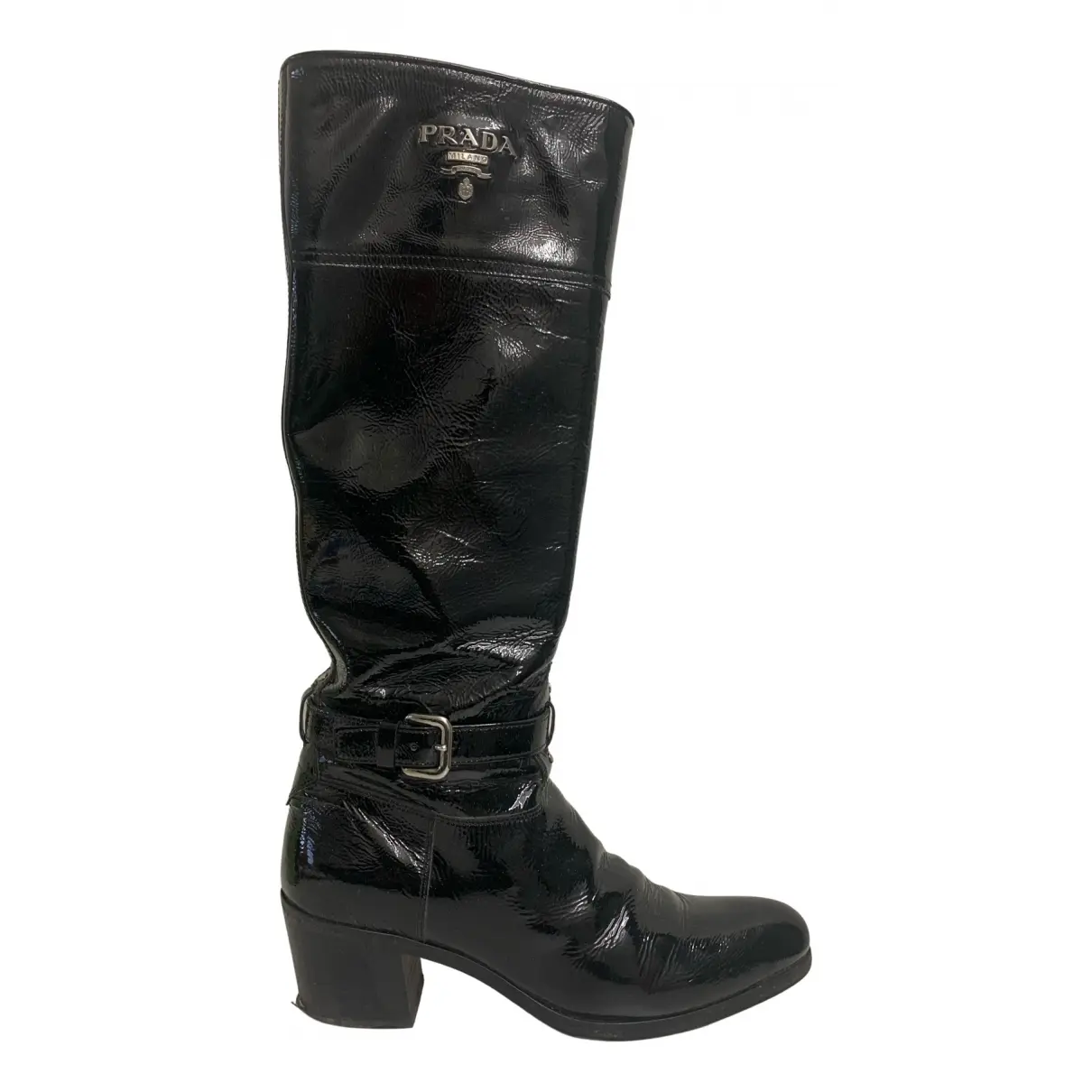 Patent leather riding boots Prada