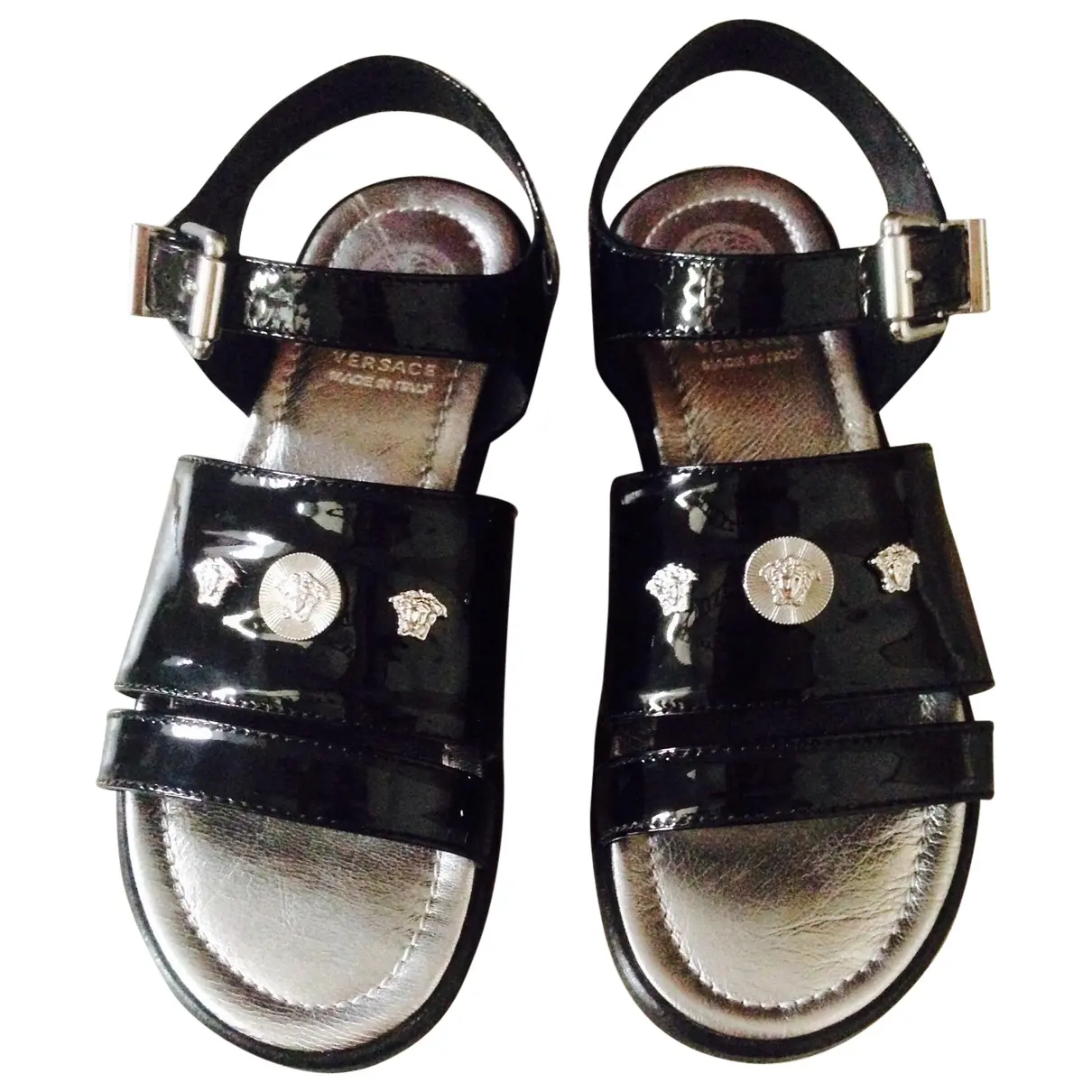 Black Patent leather Sandals Versace