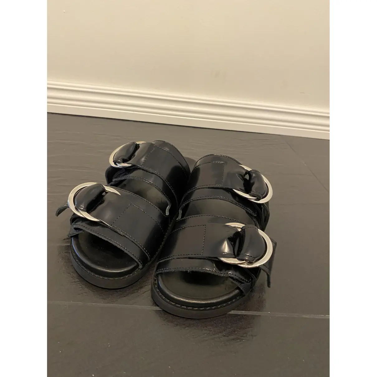 Buy Ganni Spring Summer 2019 patent leather sandal online