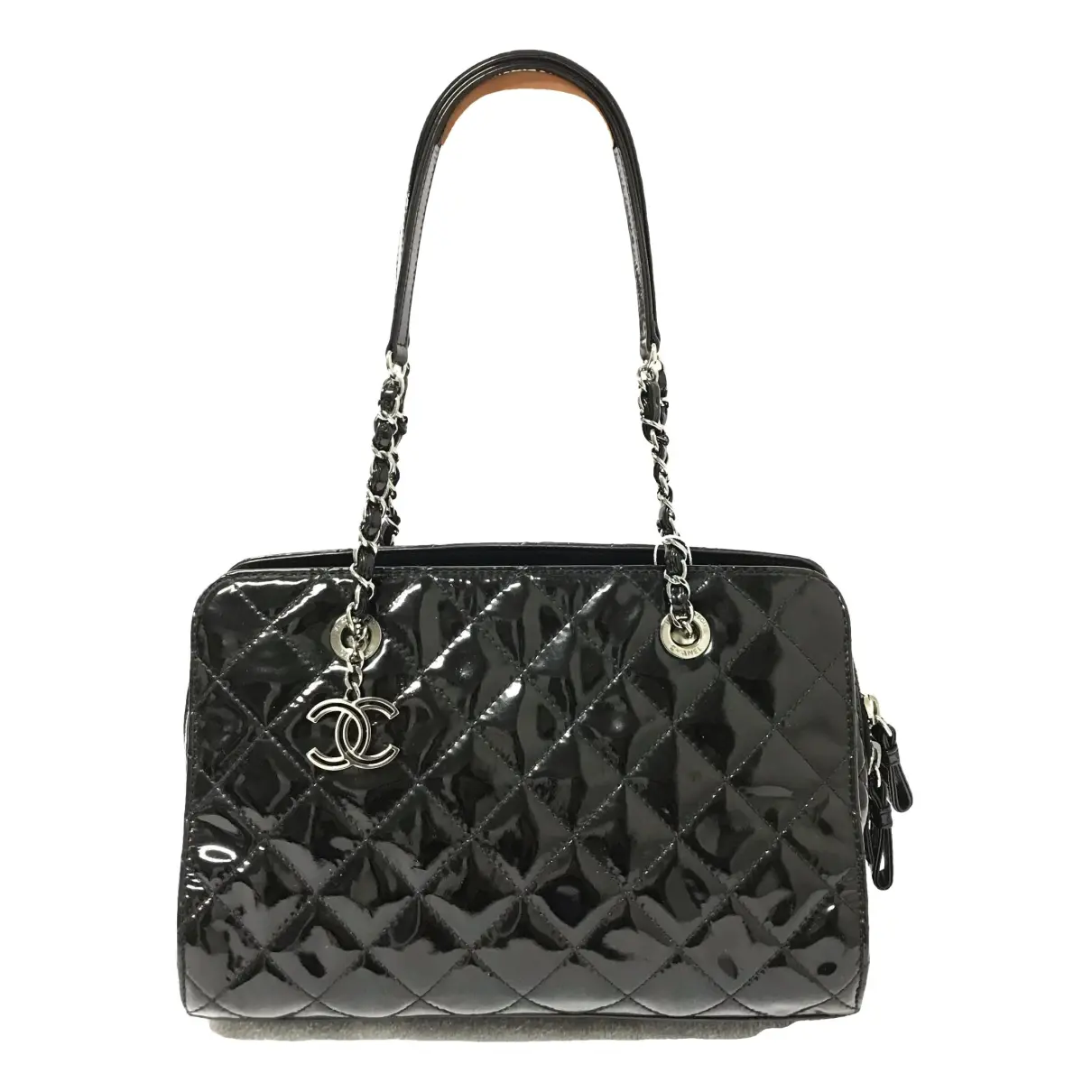 Trendy CC Quilted patent leather handbag