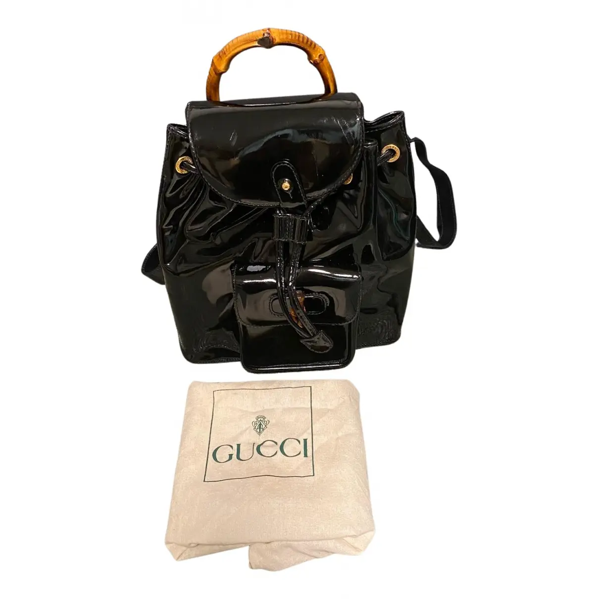 Vintage Bamboo patent leather backpack Gucci