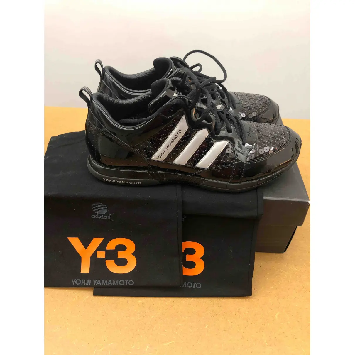 Patent leather low trainers Y-3 by Yohji Yamamoto