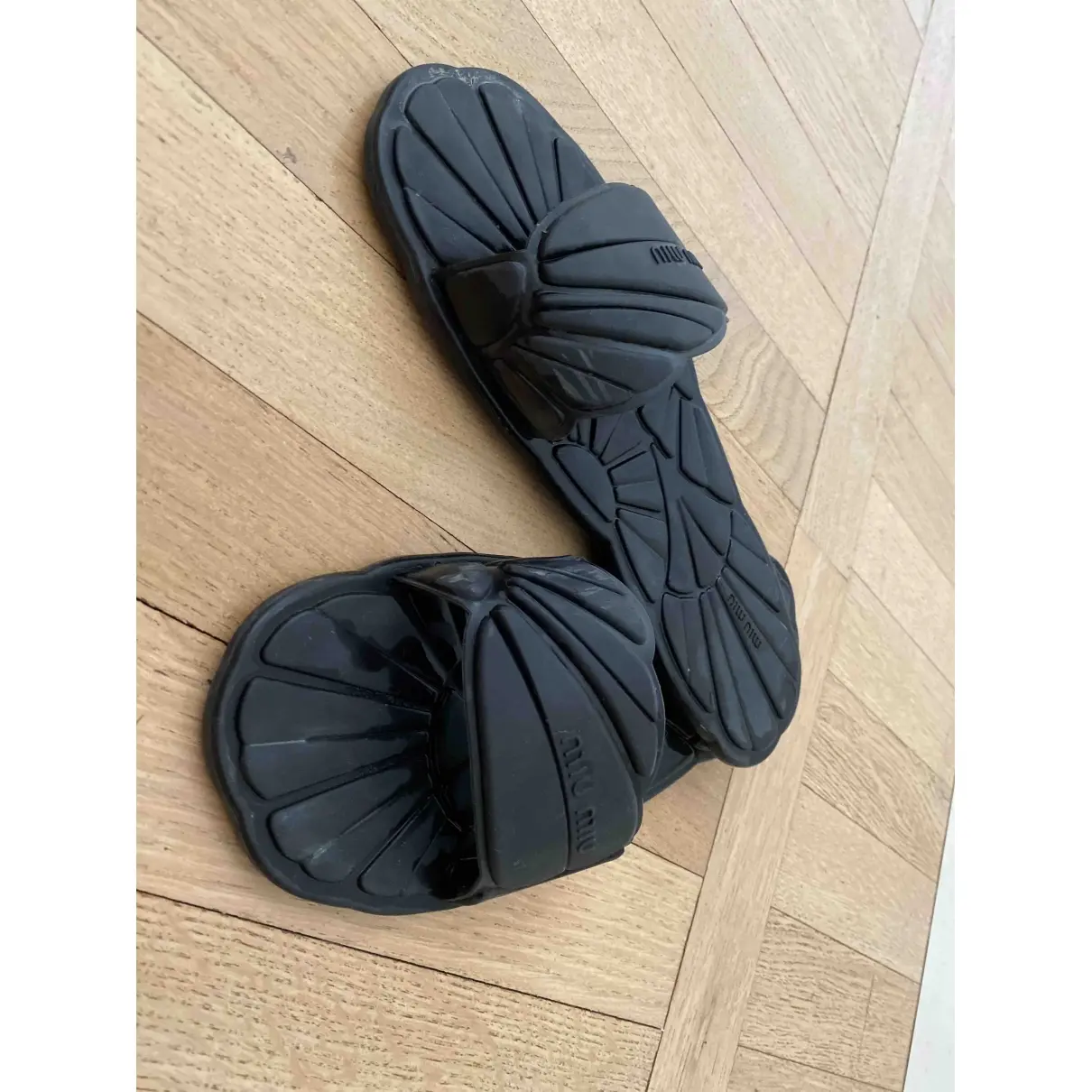 Miu Miu Black Plastic Sandals for sale